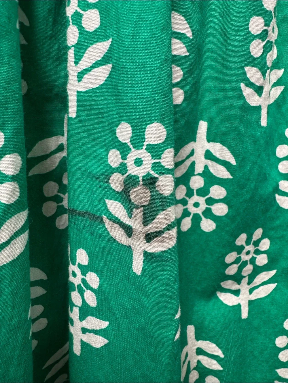 J. Crew Factory Block-Print Puff-Sleeve Midi Dress Emerald Beryl 10